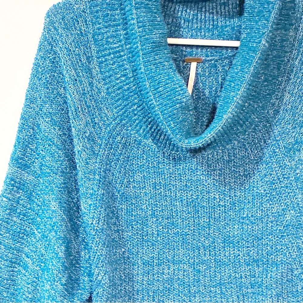 Free People Edessa Blue Sweater Off Shoulder Knit Size Small - Picture 3 of 6